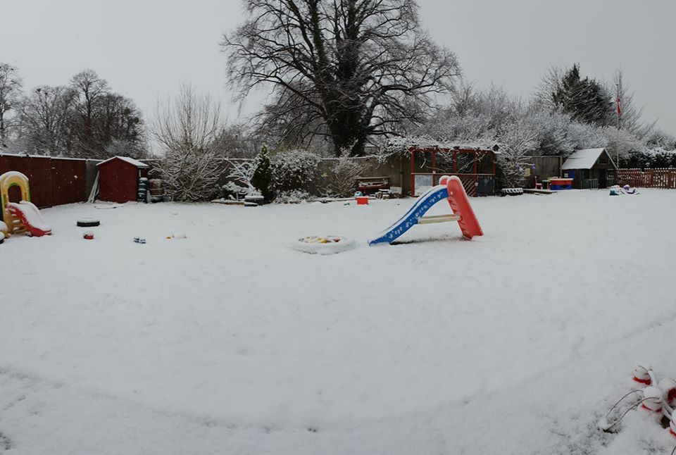 preschool garden in the snow